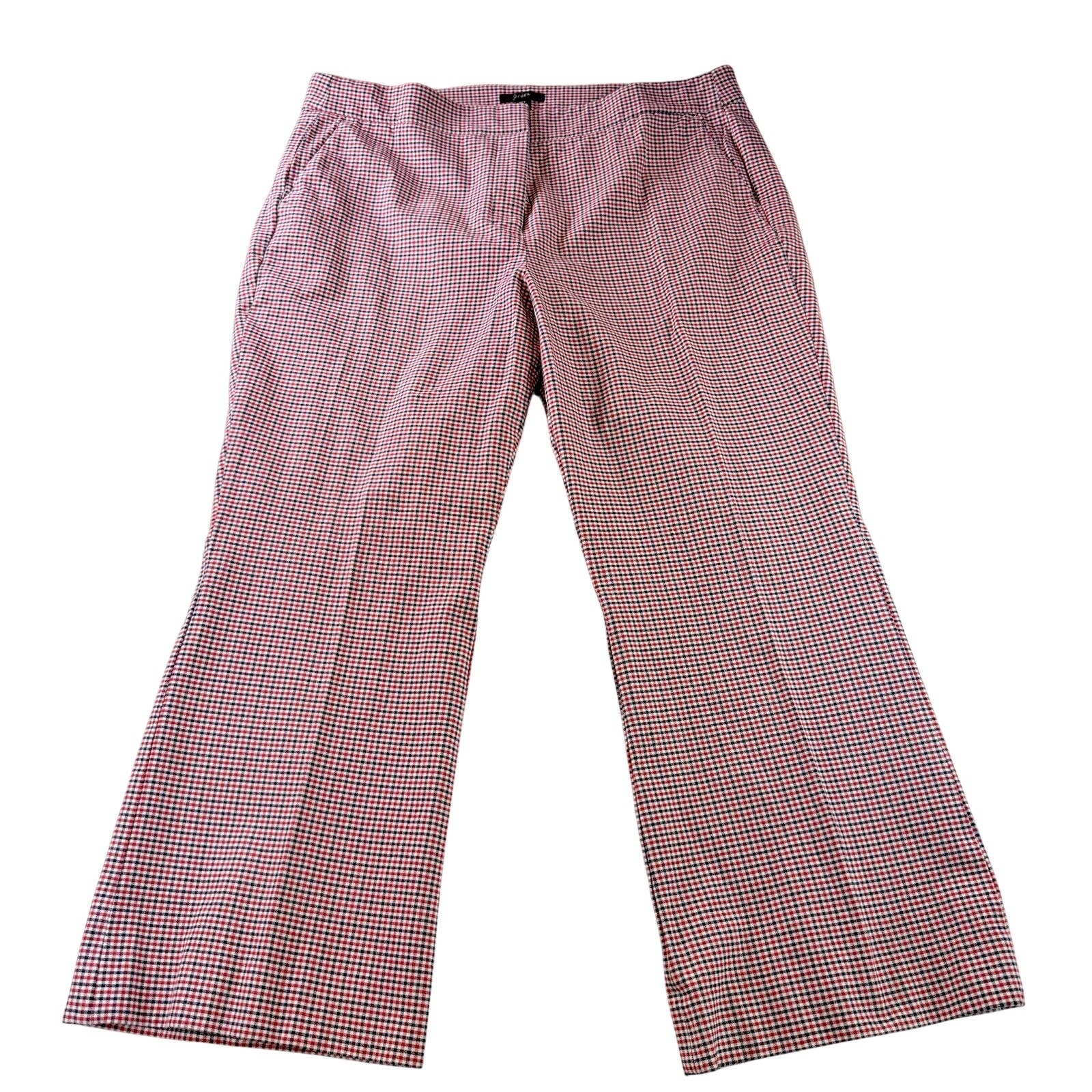 J Crew Hayden Kickout Crop Cotton Blend Pants In Red And Navy Plaid 16tall Nwot
